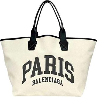 Balenciaga Pre-owned Canvas Tote Bag - Dames - Vintage Shopper - Wit - ONE Size - Vintage