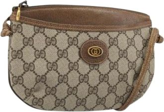 Gucci Pre-owned Vintage GG Canvas Shoulder Bag - Dames - Vintage Schoudertas - Bruin - ONE Size - Leer - Vintage