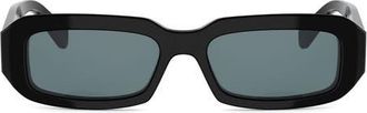 Celine Triomphe 54mm Rectangular Sunglasses in Shiny Black /Blue at Nordstrom