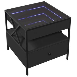 Berkfield Home Decorative Coffee Table with Infinity LED Black 50x50x51 cm | Size: 50 x 50 x 51 cm