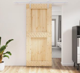 vidaXL Vidaxl - Puerta Corredera Con Herrajes Madera Maciza De Pino 85x210 Cm