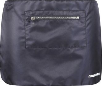 Miu Miu Rokken, Dames, Blauw, S, Nylon, Technische Gazar Fleece Minirok