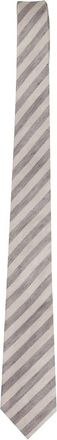 Tagliatore Cravatta Lino Rigata - Heren - Stropdassen - Bruin - ONE Size - Linnen - Accessoires