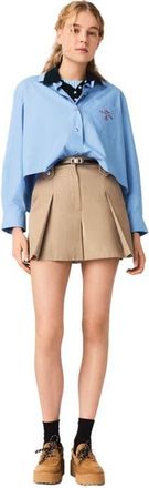Maje Pleated cotton shorts in Mastic Beige at Nordstrom, Size 36 Eu