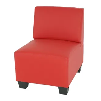 Hhg Hhg - Salotto Modulare Componibile Lounge Moderno Lione N71 Ecopelle Poltrona Parte Centrale Rosso