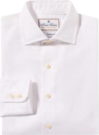 Brooks Brothers Thomas Mason Regular Fit Overhemd met Engelse Spread Kraag - Heren - Zakelijke Overhemden - Wit - XS - Katoen - Overhemden