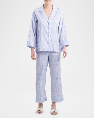 Natori Cropped Infinity-Print Cotton Pajama Set