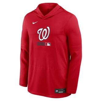 Nike Washington Nationals Authentic Collection Nike Mens Dri-FIT MLB Long-Sleeve Hooded Top in Red | 03B962QWTL-S9Q