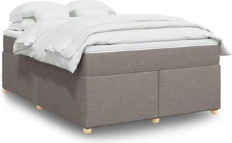 vidaXL Vidaxl - Cama Box Spring Con Colch&oacute;n Tela Gris Taupe 140x190 Cm