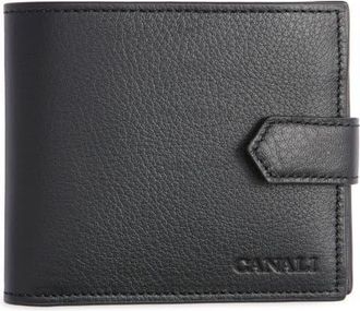 Canali Tumbled Calfskin Billfold Wallet in Black at Nordstrom