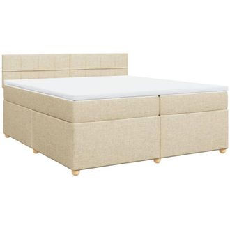 vidaXL Vidaxl - Cama Box Spring Con Colch&oacute;n Tela Color Crema 200x200 Cm