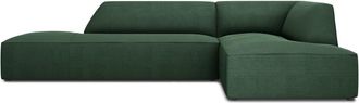 MICADONI Sofá esquinero derecho 4 plazas de tela verde