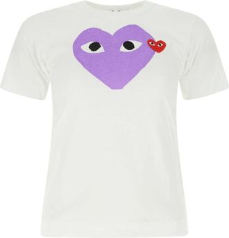 Comme Des Garçons heart-print cotton T-shirt - women - Cotton - M - White