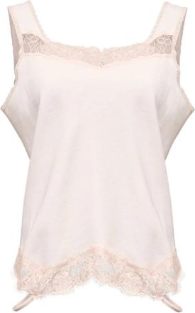 Maison Margiela Camisole met kanten rand - Dames - Blouses - Roze - XS - Katoen - Overhemden
