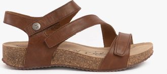 Josef Seibel Tonga 25 Dames Leren Klittenband Sandalen Camelkleurig