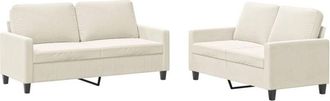 vidaXL Vidaxl - Juego de sofás con cojines 2 piezas terciopelo crema