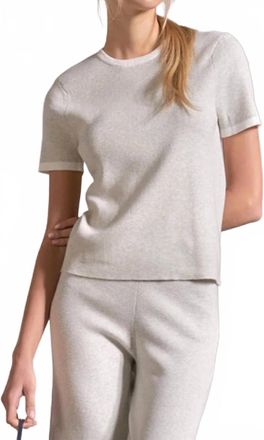 Elan Short Sleeve Crewneck Top In White/grey