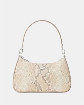 Kate Spade New York Womens Kayla Snake Embossed Shoulder Bag - Beige Leather - One Size