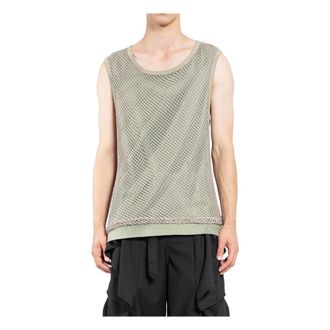 Jiyong Kim Sun-Bleached Mesh Layered Sleeveless