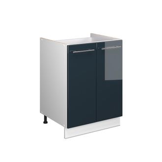 Vicco Mueble Bajo Para Fregadero Fame-line, Azul Oscuro Alto Brillo/blanco, 60 Cm, Vicco