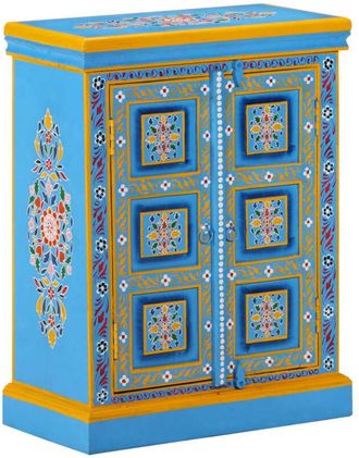 vidaXL Vidaxl - Sideboard Solid Mango Wood Turquoise Hand Painted