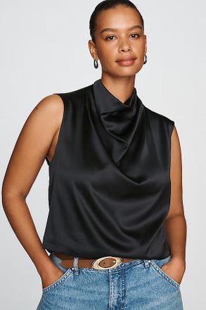 Anthropologie By Anthropologie Opal Stretch Silk Cowl Neck Top