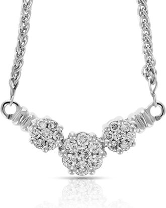 Vir Jewels 1/2 cttw 3 Stone Cluster Diamond Pendant Necklace 14K White Gold with Chain