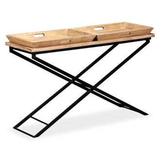Berkfield Home Console Table Solid Mango Wood 130x40x80 cm in Brown | Size: 130 x 40 x 80 cm