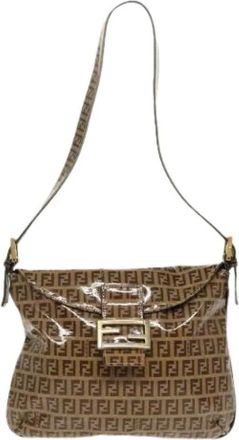 Fendi Pre-owned Shoulder Bags, female, Brown, Size: ONE SIZE Pre-owned Canvas Shoulder Bag