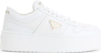 Prada Downtown Bold Leren Sneakers - Dames - Sneakers - Wit - 39 1/2 EU - Leer - Schoenen