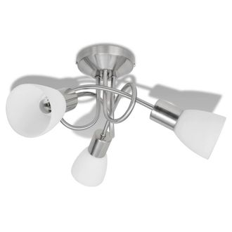 Berkfield Home Ceiling Lamp with Glass Shades for 3 E14 Bulbs in White