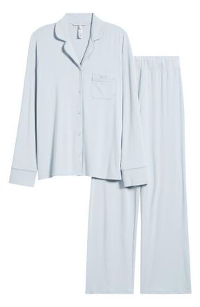 SKIMS Sleep Long Pajamas in Zen Blue at Nordstrom, Size Large