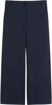 Max Mara Double-faced Jersey Broek - Dames - Wijde Broeken - Blauw - XL - Katoen - Broeken