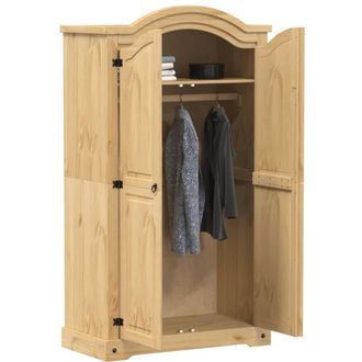 Berkfield Home Wardrobe Corona 102x52x186 cm Solid Wood Pine in Light Tan | Size: 102 x 52 x 186 cm