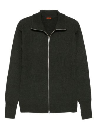 Barena Geribbeld vest met rits - Groen