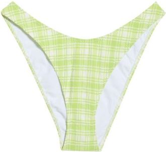 PacSun Rae Plaid High Cut Bikini Bottoms in Green/White at Nordstrom, Size X-Small