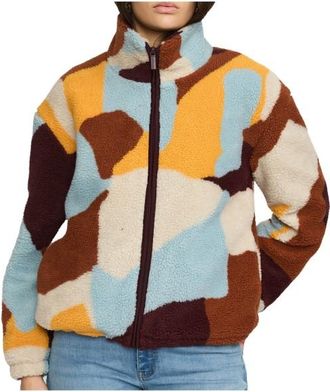 Selfhood Printed Teddy Fleecejacke f&uuml;r Damen | beige