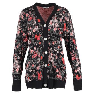 Paco Rabanne Floral-Print Cardigan in Multicolor Wool