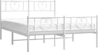 vidaXL Metal Bed Frame without Mattress with Footboard White 120x190cm Vidaxl