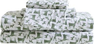 Eddie Bauer Deer Camp Cotton Flannel Sheet Set in Green at Nordstrom Rack, Size King