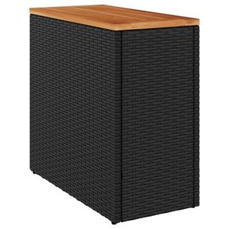 vidaXL Mesa auxiliar jardín tapa madera ratán pe negro 58x27,5x55 cm Vidaxl