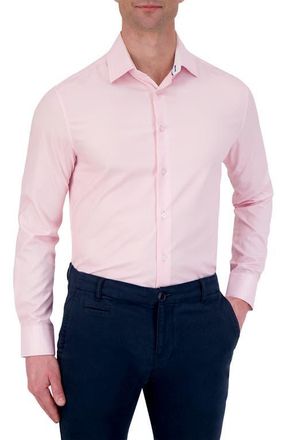 Report Collection Slim Fit Geometric Print Performance Dress Shirt in 24 Pink at Nordstrom, Size 15.5R
