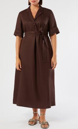 Marina Rinaldi Belted Shirtdress in Chocolate at Nordstrom, Size 16W