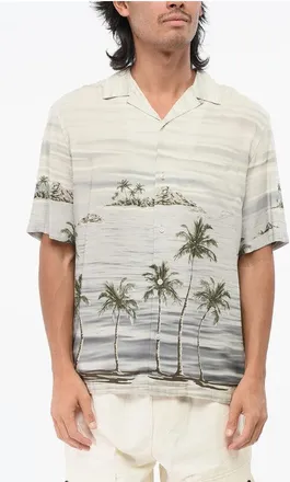 Celine Short Sleeved Patterned Shirt with Breast Pocket size 40