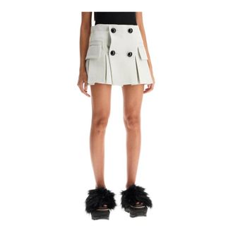sacai Rokken, Dames, Grijs, M, Katoen, Uitlopende Minirok met Ge&iuml;ntegreerde Shorts