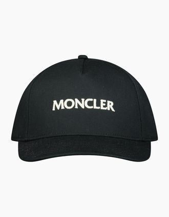 Moncler Mens Moncler Logo Embroidered Cap Black - Size: ONE size