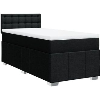 vidaXL Cama Box Spring Con Colch&oacute;n Tela Negro 100x200 Cm Vidaxl