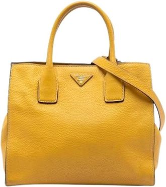 Prada Pre-owned Handbags, female, Yellow, Size: ONE SIZE Pre-owned Leather Handbag