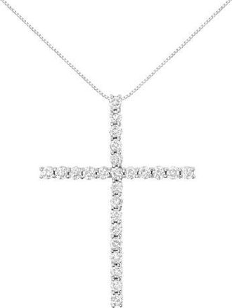House of Brilliance Silver 3.0 Cttw Diamond 1-1/2 Cross Pendant with Box Chain Necklace at Nordstrom