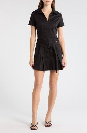 Desigual Short Sleeve Belted Cotton Blend Minidress in Anthracite Gray at Nordstrom Rack, Size X-Large